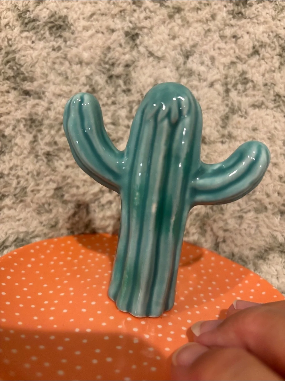 Southwest Ceramic Teal Cactus Ring Jewelry Trinket Dish NWT Sass & Belle 5x4”